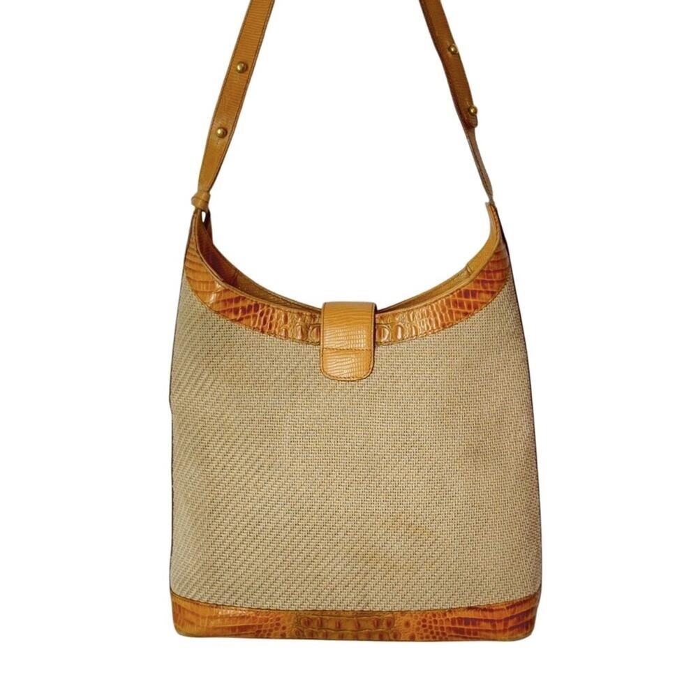 Brahmin Woven Tan and Brown Shoulder Bag - Picture 2 of 15